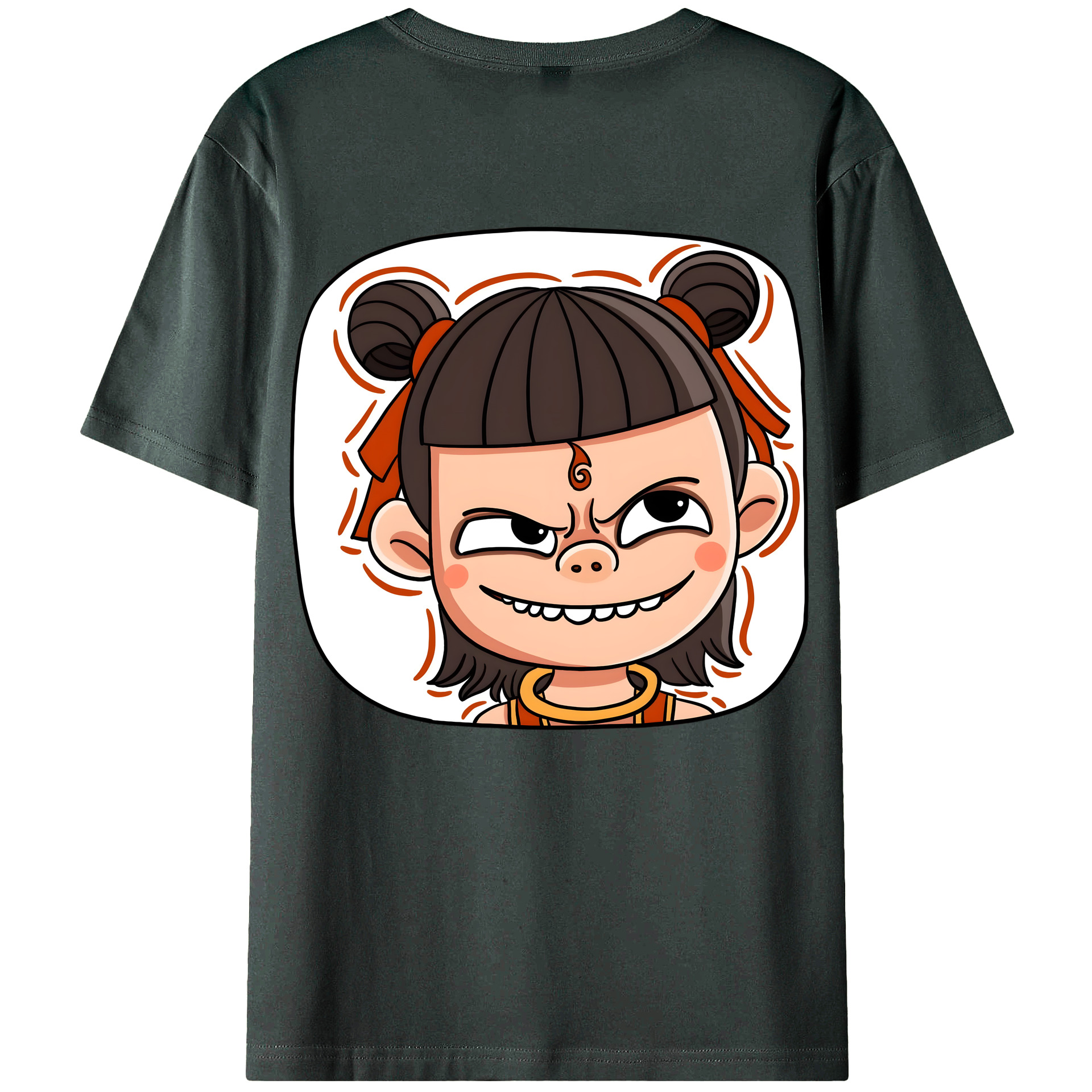 （画像用） Ne Zha 2 ナタ 魔童の大暴れ 綿100％ メンズ半袖Tシャツ（バックプリント） 通気性